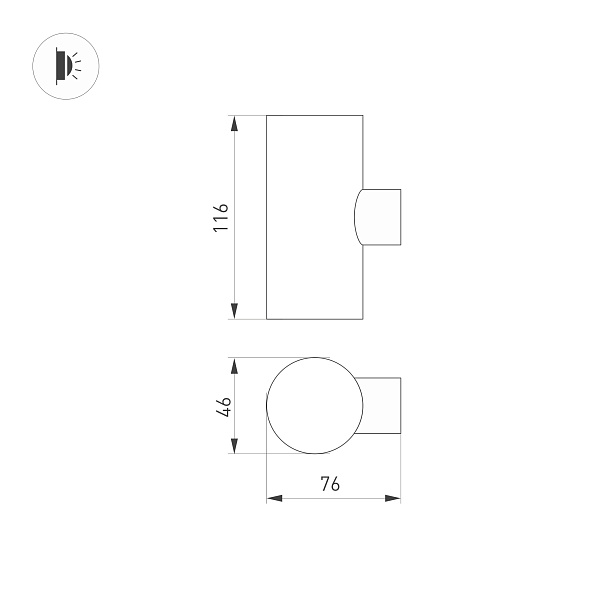 Светильник KT-RAY-WALL-TWIN-R46-2x3W Warm3000 (GR, 24 deg, 24V) (Arlight, IP65 Металл, 3 года) Lednikoff