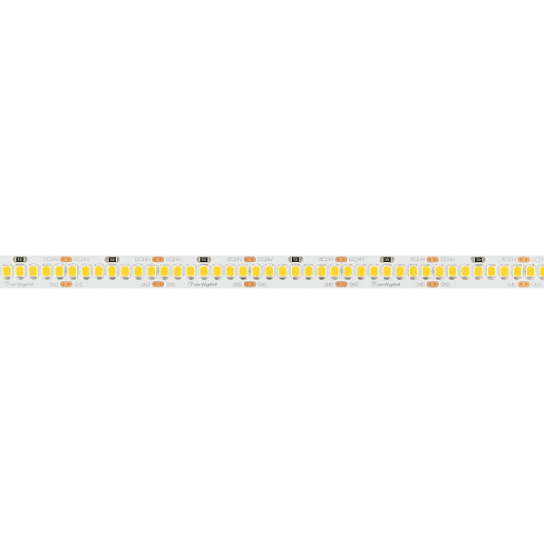Светодиодная лента RT-A252-10mm 24V Warm3500 (11 W/m, IP20, 2835, 5m) (Arlight, Открытый) Lednikoff