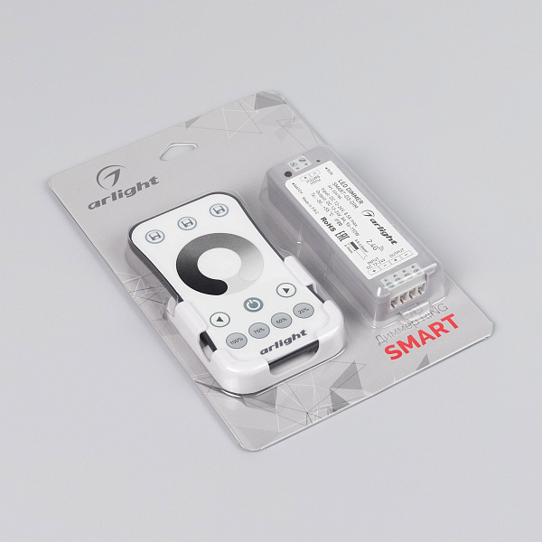 Диммер SMART-DIM-SET-RING (12-24V, 1x8A, ПДУ 2.4G) (Arlight, IP20 Пластик, 5 лет) Lednikoff