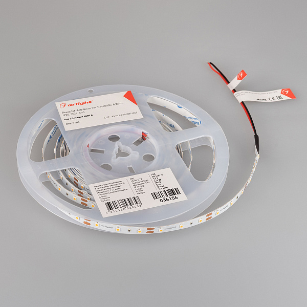 Светодиодная лента NT-A60-8mm 12V Day4000(4.8 W/m, IP20, 3528, 5m) (Arlight, Открытый) Lednikoff
