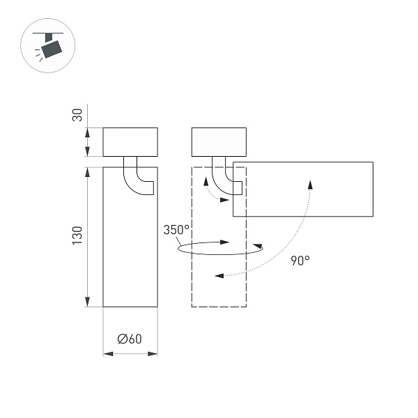 Светильник SP-GABI-SURFACE-FLAP-R60-12W Warm3000 (BK, 36 deg, 230V) (Arlight, IP40 Металл, 5 лет) Lednikoff