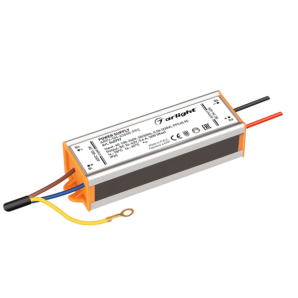 Блок питания ARPJ-SN-63600-PFC (36W, 34-63V, 600mA) (Arlight, IP65 Металл, 3 года) Lednikoff