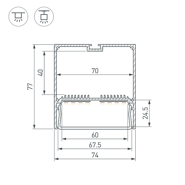 Профиль SL-LINE-7477-2000 ANOD (BY) (Arlight, Алюминий) Lednikoff