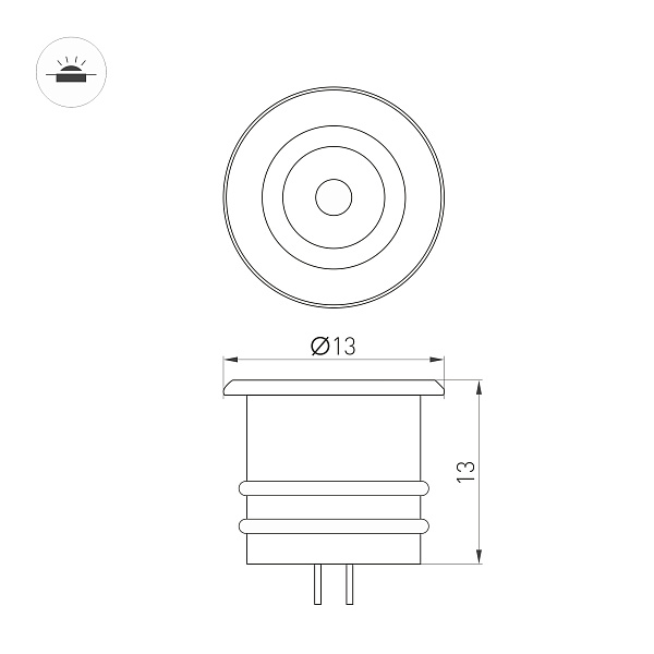 Светильник ART-PICCOLO-BUILT-R13-1W Warm2700 (WH, 30 deg, 3V) (Arlight, IP40 Металл, 3 года) Lednikoff