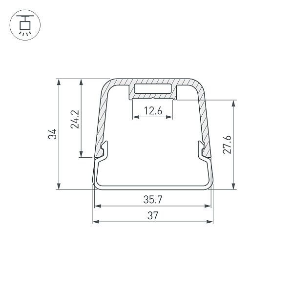 Профиль с экраном LINE-D-3734-2000 TETRA OLIVE GREY+OPAL  (Arlight, Алюминий) Lednikoff