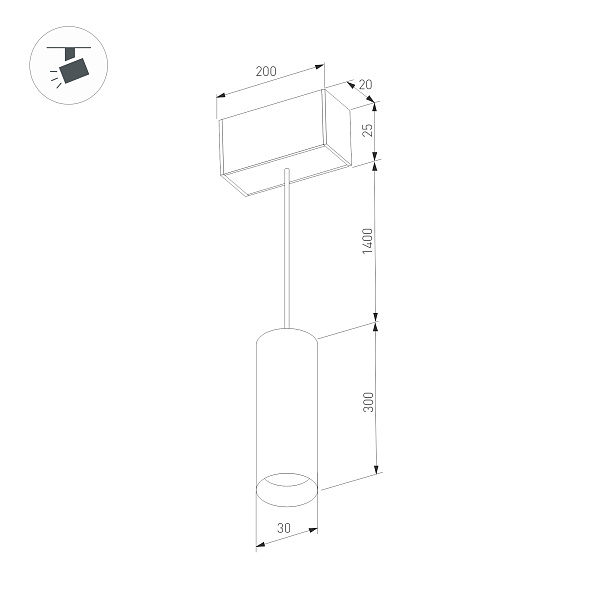 Светильник MAG-SPOT-HANG-25-R30-5W Warm3000 (BK-GD, 45deg, 24V) (Arlight, IP20 Металл, 5 лет)