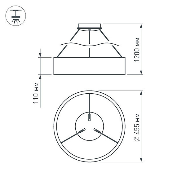 Светильник SP-TOR-RING-HANG-R460-33W Day4000 (BK, 120 deg) (Arlight, IP20 Металл, 3 года) Lednikoff