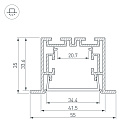 Профиль с экраном S2-LINIA55-F-2500 ANOD+OPAL (Arlight, Алюминий) Lednikoff