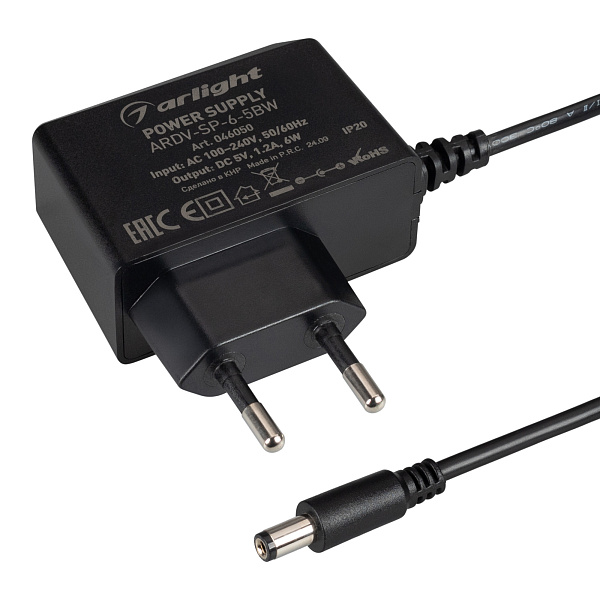 Блок питания ARDV-SP-6-5BW (5V, 1.2A, 6W) (Arlight, Адаптер, 5 лет) Lednikoff