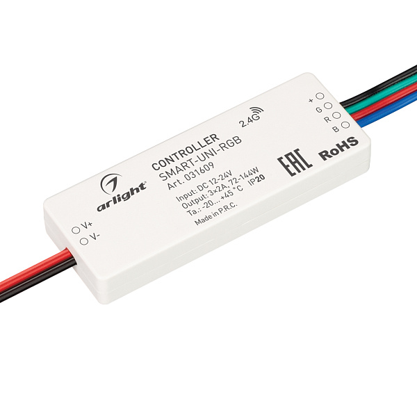 Контроллер SMART-UNI-RGB (12-24V, 3x2A, 2.4G) (Arlight, IP20 Пластик, 5 лет) Lednikoff