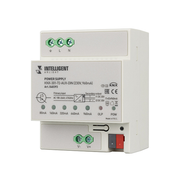 INTELLIGENT ARLIGHT Блок питания шины KNX-301-72-AUX-DIN (230V, 960mA) (IARL, IP20 Пластик, 2 года) Lednikoff