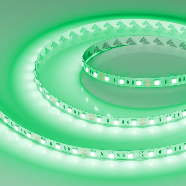 Светодиодная лента RT-B60-10mm 12V Green (14.4 W/m, IP20, 5060, 5m) (Arlight, 14.4 Вт/м, IP20) Lednikoff