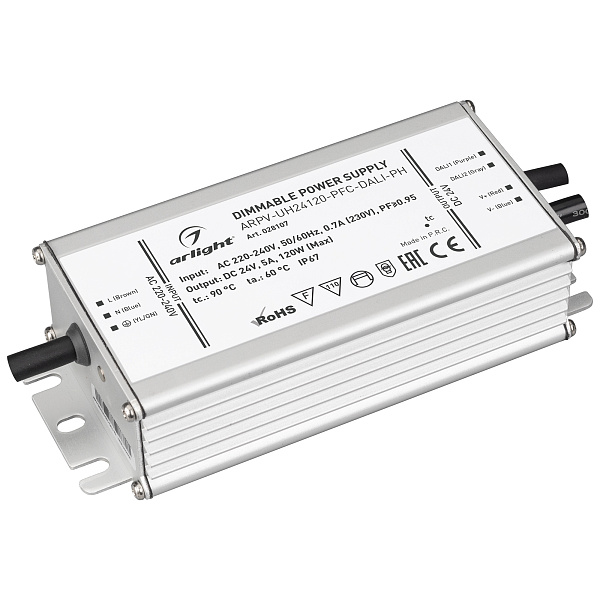 Блок питания ARPV-UH24120-PFC-DALI-PH (24V, 5.0A, 120W) (Arlight, IP67 Металл, 7 лет) Lednikoff