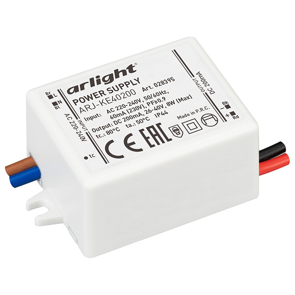 Блок питания ARJ-KE40200 (8W, 200mA, PFC) (Arlight, IP44 Пластик, 5 лет) Lednikoff