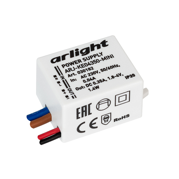 Блок питания ARJ-KE04350-MINI (1.4W, 350mA) (Arlight, IP20 Пластик, 5 лет) Lednikoff