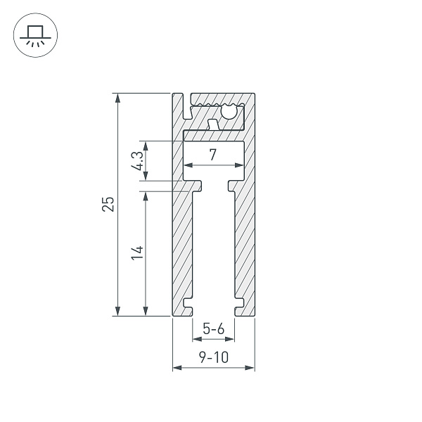 Профиль KLUS-GLASS-56-2000 ANOD (Arlight, Алюминий) Lednikoff