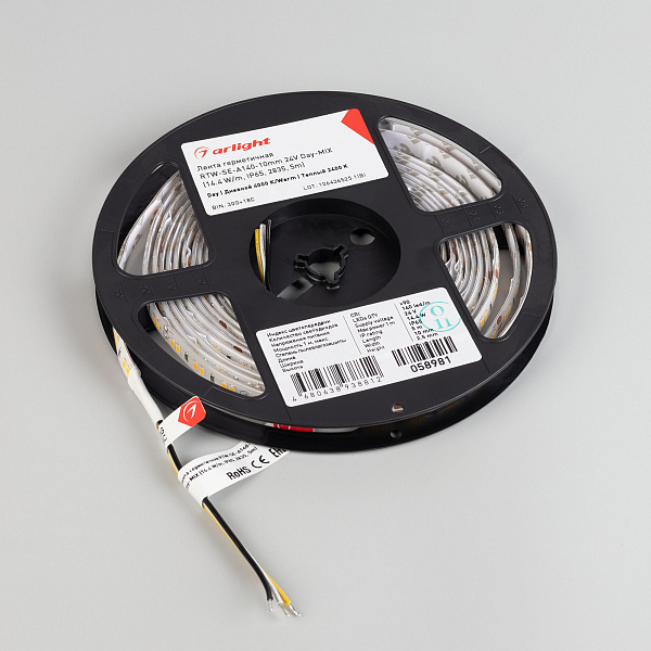 Светодиодная лента герметичная RTW-SE-A140-10mm 24V Day-MIX (14.4 W/m, IP65, 2835, 5m) (Arlight, Изменяемая ЦТ) Lednikoff