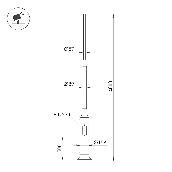 Опора фланцевая OXOR-OT3-DE-D160-L4000 (BK) (Arlight, Сталь) Lednikoff