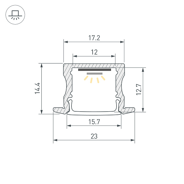 Профиль LINE-2315-F-2000 ANOD (Arlight, Алюминий) Lednikoff