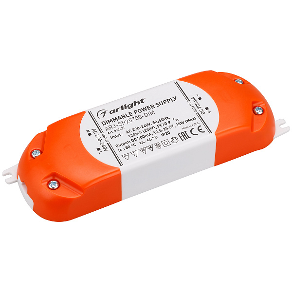 Блок питания ARJ-SP25700-DIM (18W, 700mA, PFC, Triac) (Arlight, IP20 Пластик, 3 года) Lednikoff