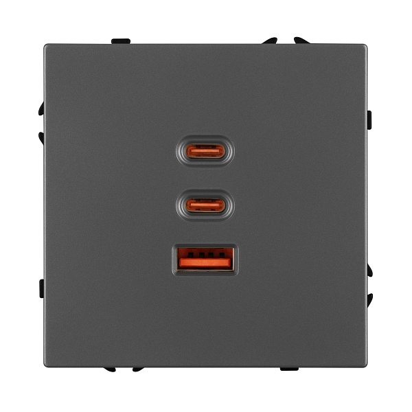 ARL NOBE USB Розетка тип А+С+С софт-тач серый базальт SCT-MUACC-SFPL-FC-GR (65W, QC3) (Arlight, -) Lednikoff