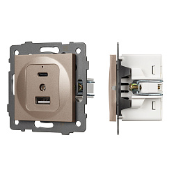 Механизм USB розетки SCT-MUAC-PL-GD-V (5V, 3A, QC4) (Arlight, -)