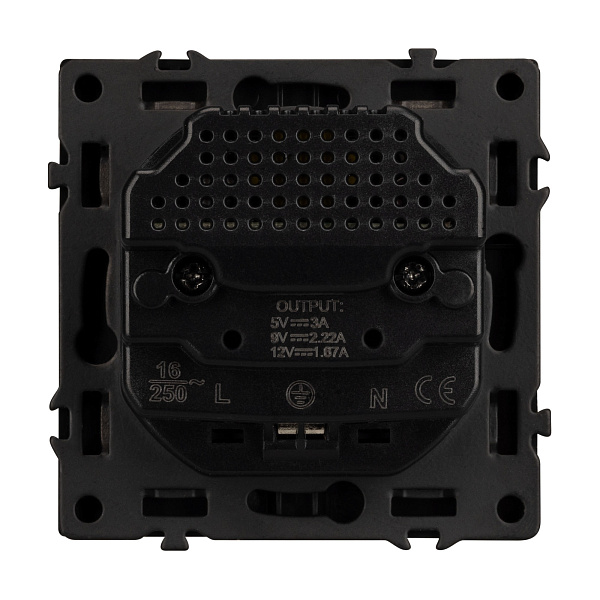 Механизм розетки с USB зарядкой SCT-NOBE-MUAC-SFPL-BK (230V, 16A) (Arlight, Черный оникс) Lednikoff