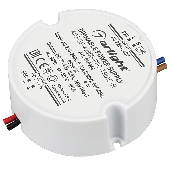 Блок питания ARJ-SP-42800-PFC-TRIAC-R (36W, 27-42V, 800mA) (Arlight, IP44 Пластик, 5 лет) Lednikoff