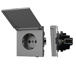 Механизм розетки влагозащищённый SCT-TENDO-MCP-PL-GR (230V, 16A) (Arlight, Графитовый)