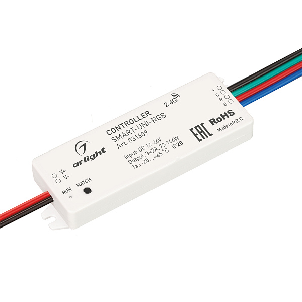 Контроллер SMART-UNI-RGB (12-24V, 3x2A, 2.4G) (Arlight, IP20 Пластик, 5 лет) Lednikoff