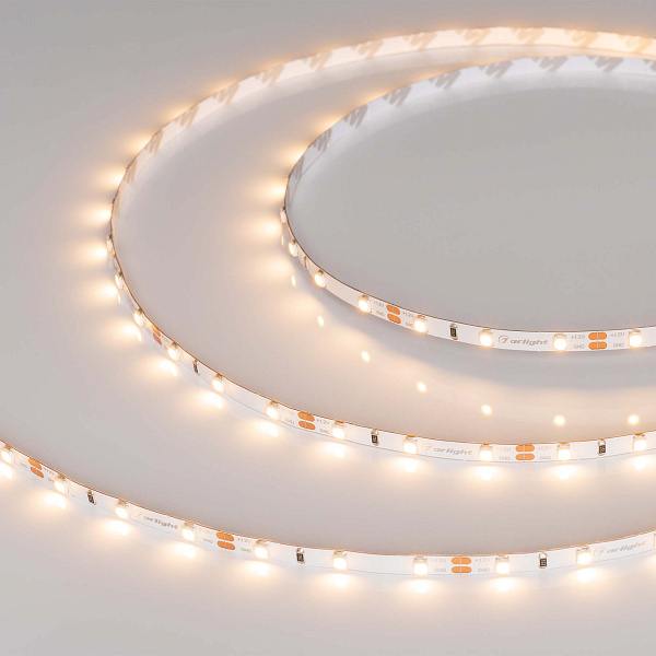 Светодиодная лента RT-A60-5mm 12V Warm3000 (4.8 W/m, IP20, 2835, 5m) (Arlight, узкая) Lednikoff