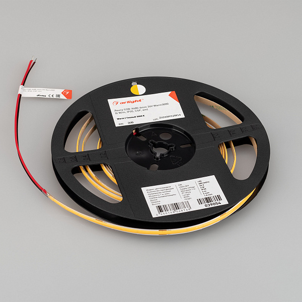 Светодиодная лента COB-X480-6mm 24V Warm3000 (6 W/m, IP20, CSP, 5m) (Arlight, -) Lednikoff