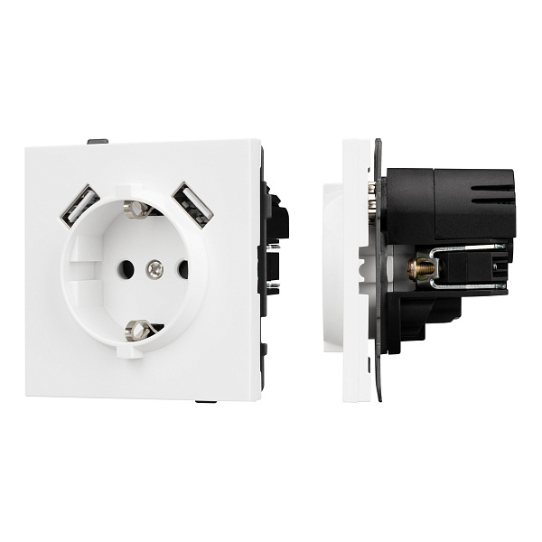 Механизм розетки с USB зарядкой SCT-TENDO-MUAA-PL-WH (230V, 16A) (Arlight, Белый) Lednikoff