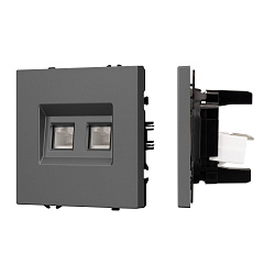 Механизм сдвоенной компьютерной розетки SCT-NOBE-MPC2-SFPL-GR (RJ-45, CAT6) (Arlight, Серый базальт)