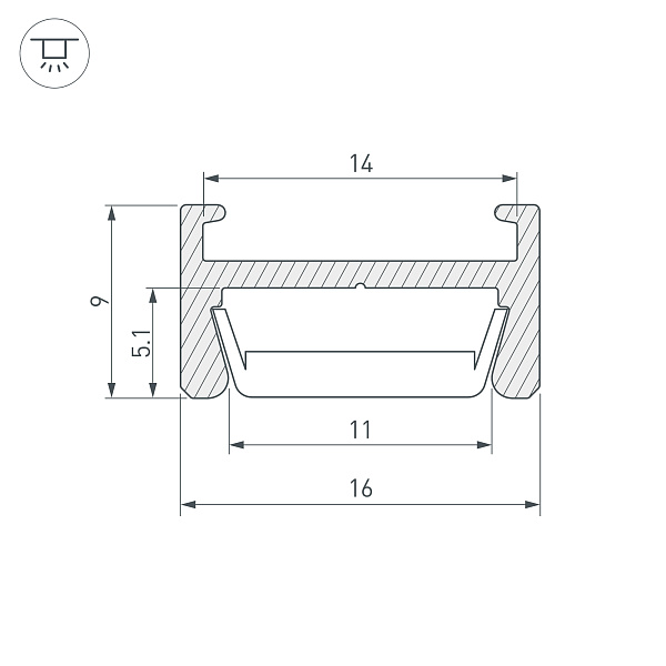 Профиль MIC-H-2000 ANOD (Arlight, Алюминий) Lednikoff