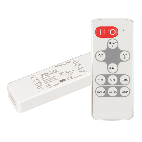 Контроллер ARL-MINI-MIX White (5-24V, 2x5A, RF ПДУ 12кн) (Arlight, IP20 Пластик, 1 год) Lednikoff