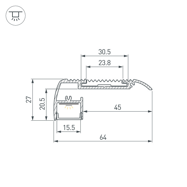 Профиль STAIR-W65-2000 ANOD BLACK (Arlight, Алюминий) Lednikoff