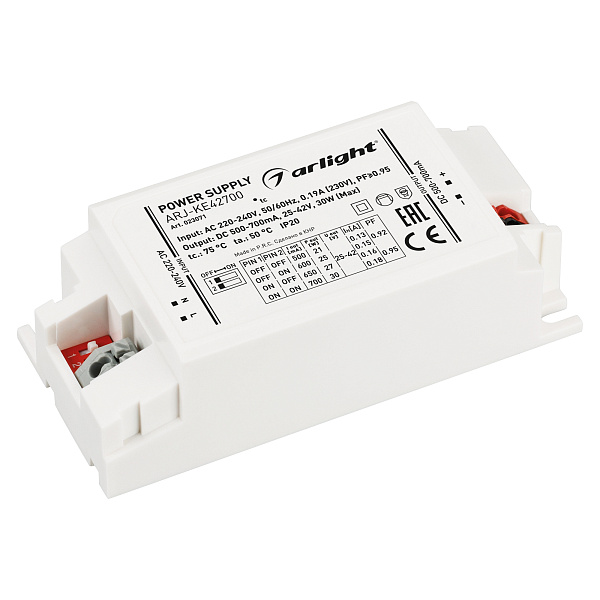 Блок питания ARJ-KE42700 (30W, 500-700mA, PFC) (Arlight, IP20 Пластик, 5 лет) Lednikoff