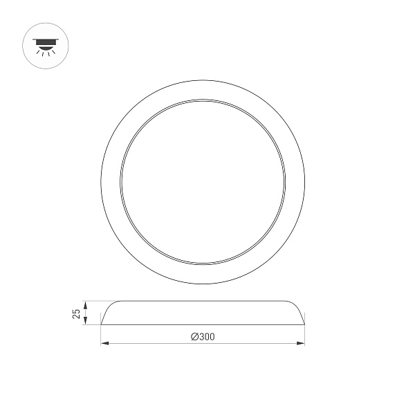 Светильник CL-FIOKK-R300-25W Day4000-MIX (WH, 120 deg, 230V) (Arlight, IP44 Пластик, 3 года) Lednikoff