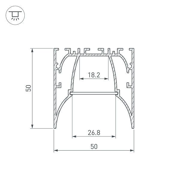 Профиль ARH-LINE-5050-COMFORT-2000 ANOD (Arlight, Алюминий) Lednikoff