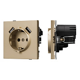 Механизм розетки с USB зарядкой SCT-TENDO-MUAA-SFPL-GD (230V, 16A) (Arlight, Матовый песочный)