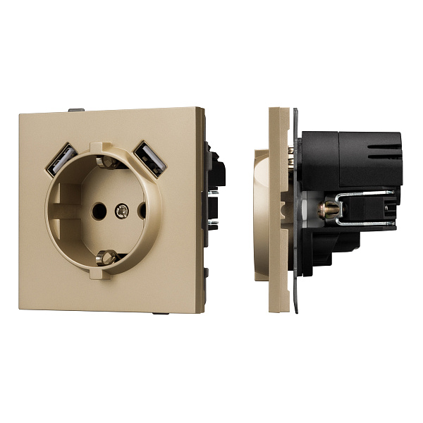 Механизм розетки с USB зарядкой SCT-TENDO-MUAA-SFPL-GD (230V, 16A) (Arlight, Матовый песочный) Lednikoff