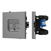 Механизм компьютерной розетки двойной SCT-TENDO-MPC2-PL-GR (RJ-45, CAT6) (Arlight, Графитовый)
