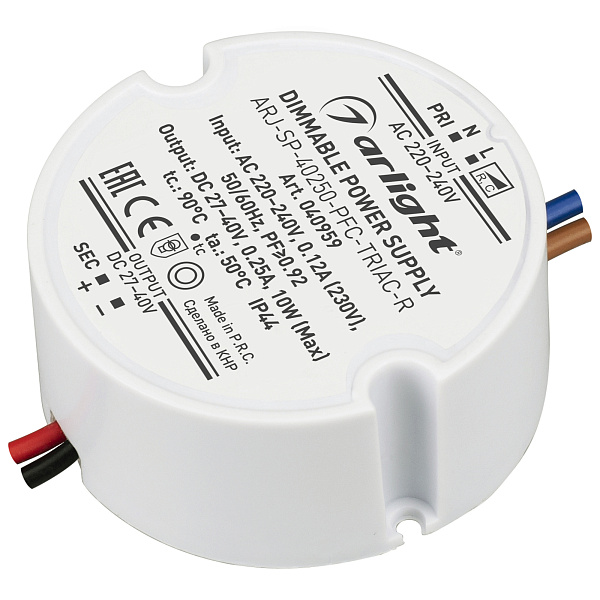 Блок питания ARJ-SP-40250-PFC-TRIAC-R (10W, 27-40V, 250mA) (Arlight, IP44 Пластик, 5 лет) Lednikoff