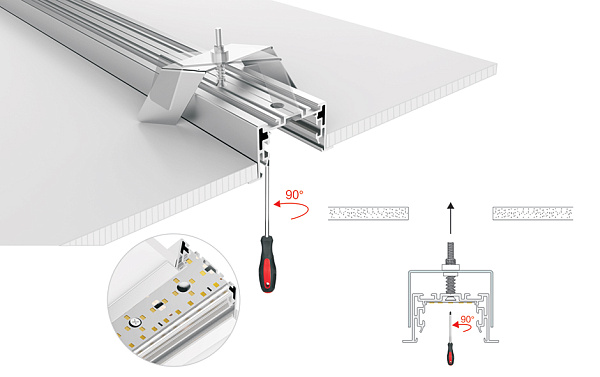 Профиль с экраном S2-LINIA69-F-2500 ANOD+OPAL (Arlight, Алюминий) Lednikoff