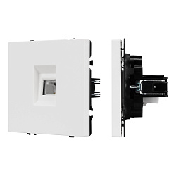 ARL NOBE Розетка телефонная софт-тач белый кварц SCT-MTL1-SFPL-WH (RJ-11, 4C) (Arlight, -)