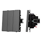 Механизм выключателя трехклавишный непроходной SWT-NOBE-MK03-SFPL-GR (230V, 10A) (Arlight, Серый базальт) Lednikoff