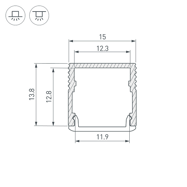 Профиль SL-MINI-15-2000 ANOD (Arlight, Алюминий) Lednikoff