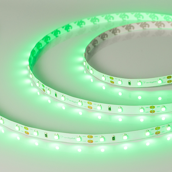 Светодиодная лента RT-A60-8mm 12V Green (4.8 W/m, IP20, 2835, 5m) (Arlight, Открытый) Lednikoff