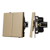 Механизм выключателя двухклавишный проходной SWT-TENDO-MKP2-SFPL-GD (230V, 10A) (Arlight, Матовый песочный)